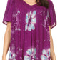 Sakkas Poppy Floral Hand Dyed Dye Pattern Top Blouse With Beaded Sequin V Neck