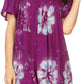 Sakkas Poppy Floral Hand Dyed Dye Pattern Top Blouse With Beaded Sequin V Neck