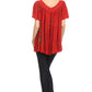 Sakkas Poppy Floral Hand Dyed Dye Pattern Top Blouse With Beaded Sequin V Neck