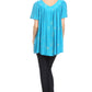 Sakkas Poppy Floral Hand Dyed Dye Pattern Top Blouse With Beaded Sequin V Neck