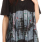 Sakkas Nia Tie Dye Sequin Embroidered V-Neck Cap Sleeve Blouse / Top