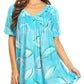 Sakkas Nia Tie Dye Sequin Embroidered V-Neck Cap Sleeve Blouse / Top