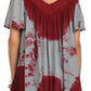Sakkas Nia Tie Dye Sequin Embroidered V-Neck Cap Sleeve Blouse / Top