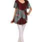 Sakkas Nia Tie Dye Sequin Embroidered V-Neck Cap Sleeve Blouse / Top