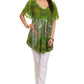 Sakkas Nia Tie Dye Sequin Embroidered V-Neck Cap Sleeve Blouse / Top