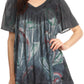 Sakkas Nia Tie Dye Sequin Embroidered V-Neck Cap Sleeve Blouse / Top