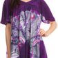 Sakkas Nia Tie Dye Sequin Embroidered V-Neck Cap Sleeve Blouse / Top