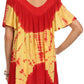 Sakkas Nia Tie Dye Sequin Embroidered V-Neck Cap Sleeve Blouse / Top
