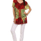Sakkas Nia Tie Dye Sequin Embroidered V-Neck Cap Sleeve Blouse / Top