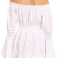 Sakkas Malea Crinkle Crochet Embroidered Long Tall Semi Opaque Blouse Shirt Top