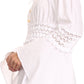 Sakkas Malea Crinkle Crochet Embroidered Long Tall Semi Opaque Blouse Shirt Top