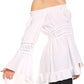Sakkas Malea Crinkle Crochet Embroidered Long Tall Semi Opaque Blouse Shirt Top