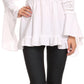 Sakkas Malea Crinkle Crochet Embroidered Long Tall Semi Opaque Blouse Shirt Top