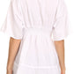 Sakkas Malea Crinkle Crochet Embroidered Long Tall Semi Opaque Blouse Shirt Top