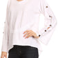 Sakkas Malea Crinkle Crochet Embroidered Long Tall Semi Opaque Blouse Shirt Top