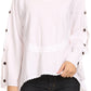 Sakkas Malea Crinkle Crochet Embroidered Long Tall Semi Opaque Blouse Shirt Top