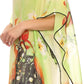 Sakkas Fediliah Sheer Long Wide Fringe Bead Floral Printed Poncho Blouse Top
