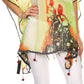 Sakkas Fediliah Sheer Long Wide Fringe Bead Floral Printed Poncho Blouse Top