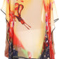 Sakkas Fediliah Sheer Long Wide Fringe Bead Floral Printed Poncho Blouse Top