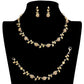 3PCS Flower Leaf Cluster Rhinestone Necklace Jewelry Set