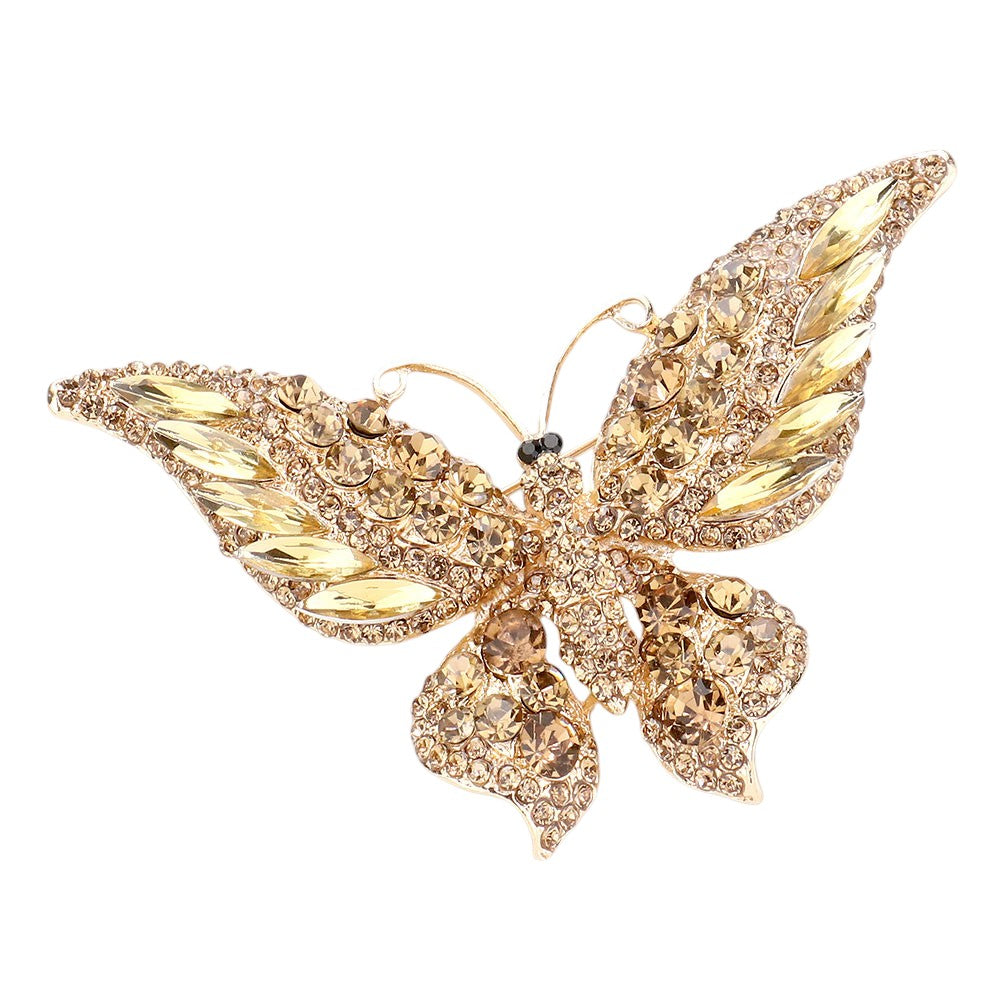 Glass Crystal Butterfly Pin Brooch