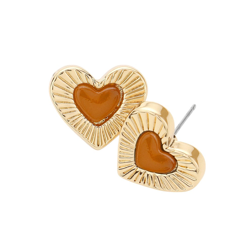 Pendientes de botón con forma de corazón, diseño de tortuga, de acetato de celuloide