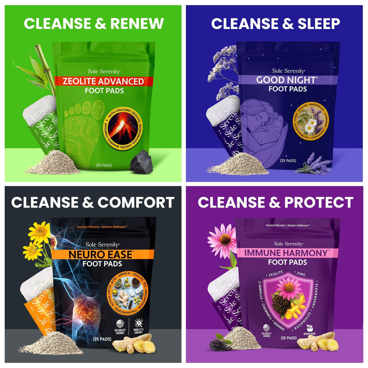 The Essentials 4 Pack Foot Pads Bundle