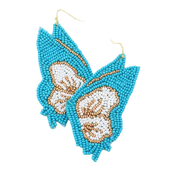 Butterfly Wing Seed Beads Dangle Earrings
