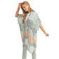 Floral Leaf Patterned Cover Up Kimono Poncho