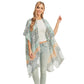 Floral Leaf Patterned Cover Up Kimono Poncho