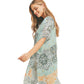 Floral Leaf Patterned Cover Up Kimono Poncho