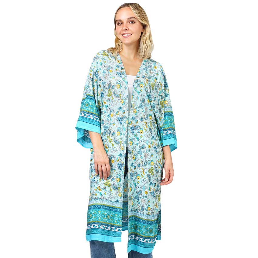 Floral Patterned Cover Up Kimono Poncho