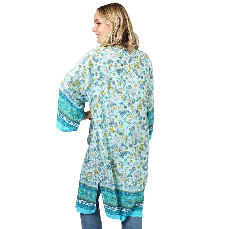Floral Patterned Cover Up Kimono Poncho