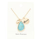 Mama Metal Disc Teardrop Semi Precious Pendant Necklace