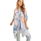 Multi Flower Patterned Cover Up Kimono Poncho