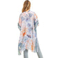 Multi Flower Patterned Cover Up Kimono Poncho