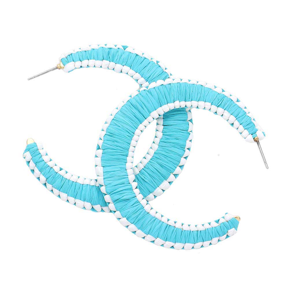 Woven Raffia Hoop Earrings