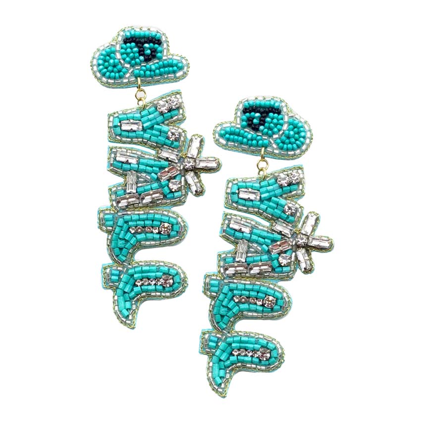 Yall Felt Back Beaded Message Dangle Earrings