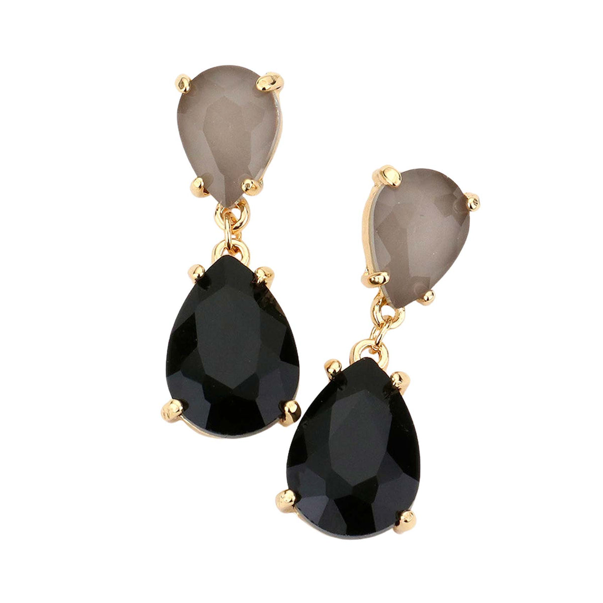 Women's Double Teardrop Link Dangle Evening Earrings
