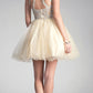 Ladivine UJ0119 Short Appliqued Bodice Halter Tulle Skirt Dress
