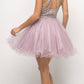 Ladivine UJ0119 Short Appliqued Bodice Halter Tulle Skirt Dress