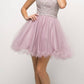 Ladivine UJ0119 Short Appliqued Bodice Halter Tulle Skirt Dress
