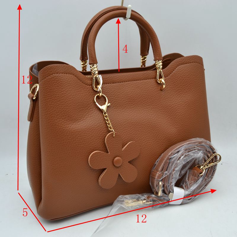 Elegant Top Handle Satchel Bag with Detachable Shoulder Strap and Floral Charm