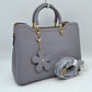 Elegant Top Handle Satchel Bag with Detachable Shoulder Strap and Floral Charm