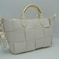 Wide Woven Accent Top Handle Satchel Crossbody Bag
