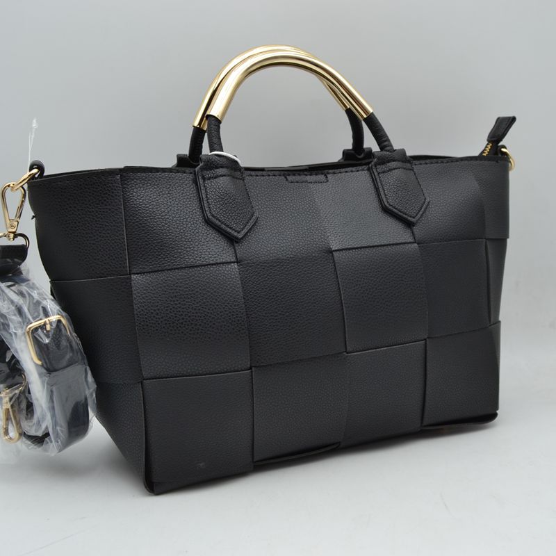 Wide Woven Accent Top Handle Satchel Crossbody Bag