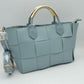 Wide Woven Accent Top Handle Satchel Crossbody Bag