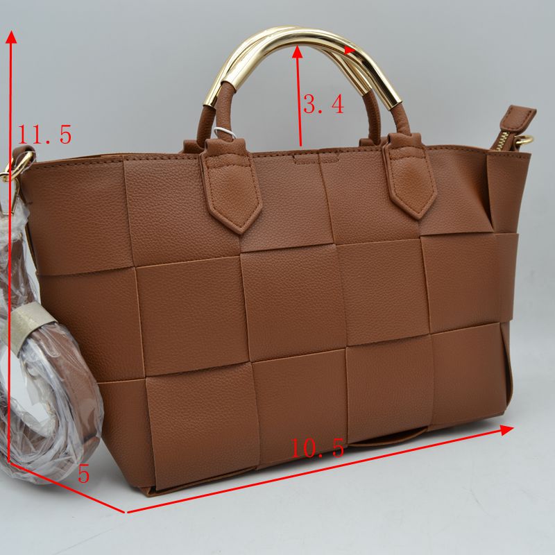 Wide Woven Accent Top Handle Satchel Crossbody Bag