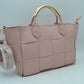 Wide Woven Accent Top Handle Satchel Crossbody Bag