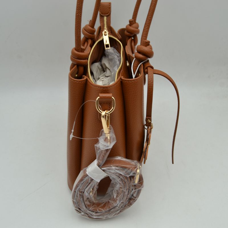 Top Handle Satchel Bag with Floral Charm and Shoulder Strap